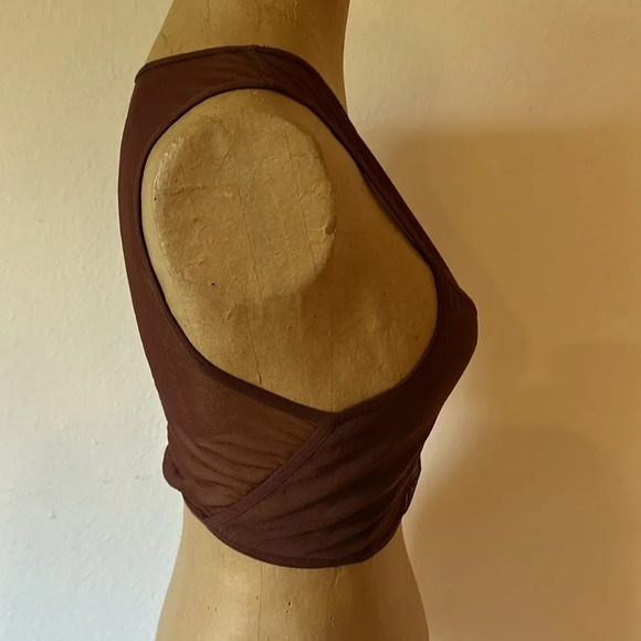 Anthropologie sz L burgundy mesh bralette top amazing design great condition - Picture 2 of 9